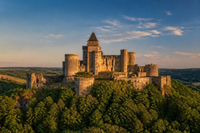 Chateau de bonaguil au coucher du soleil