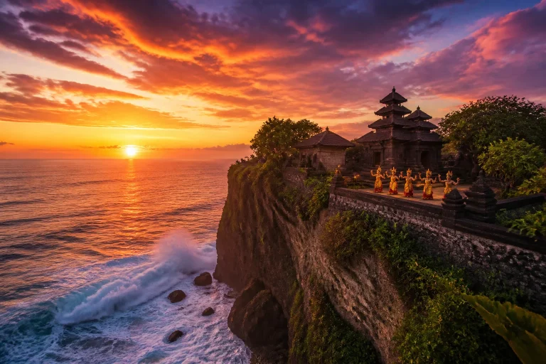 Pura luhur uluwatu au coucher du soleil