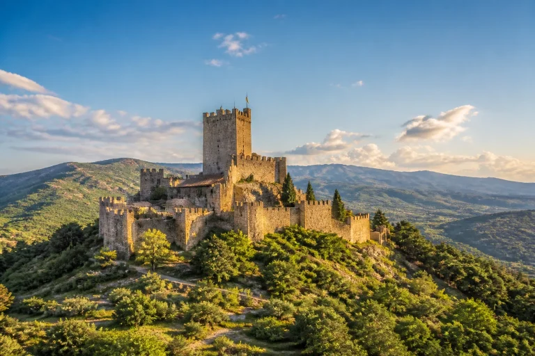 Chateau de castelnou au coucher du soleil