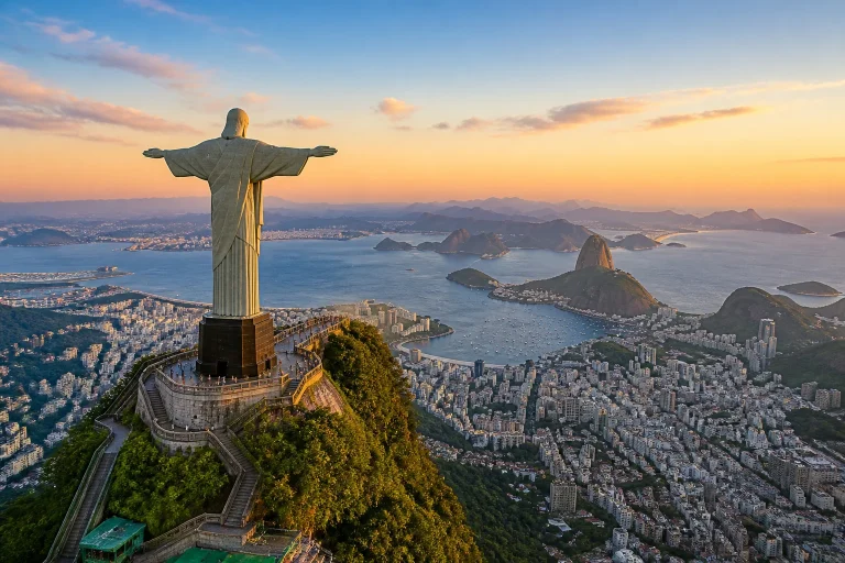 Christ redempteur rio de janeiro au coucher du soleil