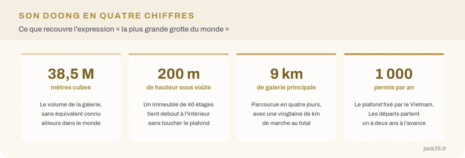 Infographie comparant les dimensions de Sơn Đo&ograve;ng &agrave; des rep&egrave;res connus